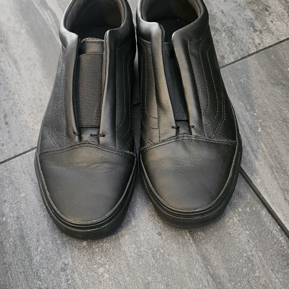 Vans Slip-On Leather Sneakers in Black